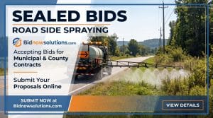 Roadside spraying truck advertisement seeking municipal contract bids